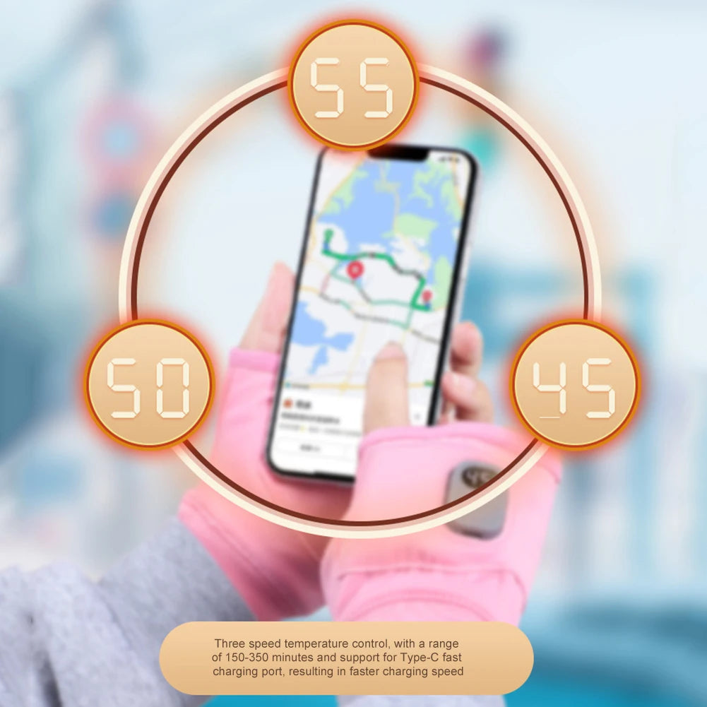 Rechargeable Heated Gloves 360 Degree Heating Thermal Heated Gloves Windproof Touchscreen for Outdoor Hiking Cycling