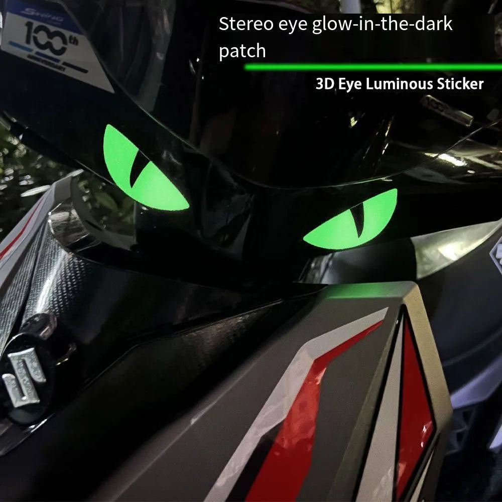 3D Luminous Vinyl Motorcycle Reflective Sticker Cute Eyes Scooter Windshield Decal Accessories For BMW Honda Yamaha Suzuki Vespa
